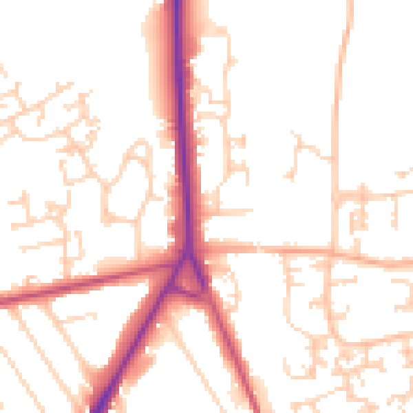 Daytime road noise heatmap for RH6 8EZ
