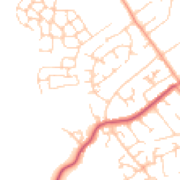 Daytime road noise heatmap for RH6 8JQ