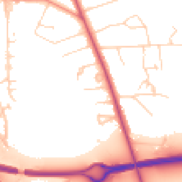 Daytime road noise heatmap for RH6 9ES