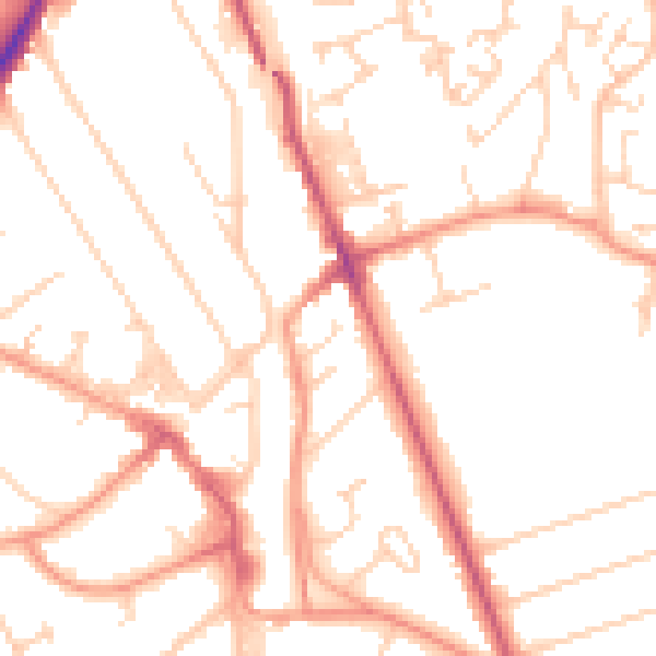 Daytime road noise heatmap for RH6 9HX