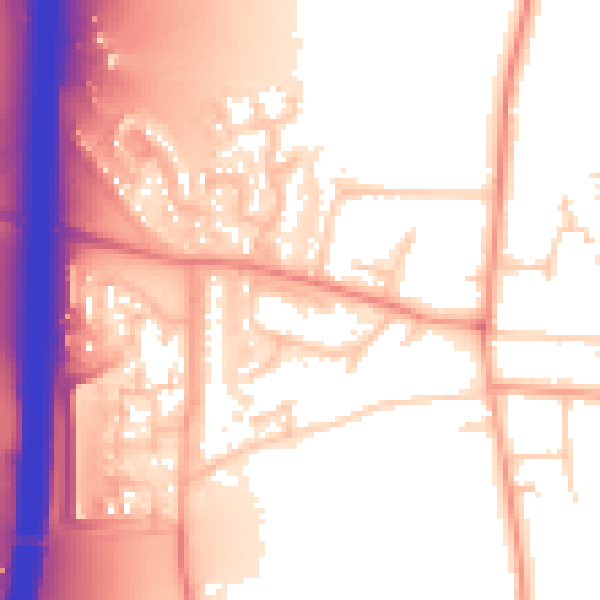 Daytime road noise heatmap for RH6 9LZ