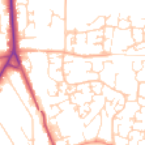 Daytime road noise heatmap for RH6 9TX