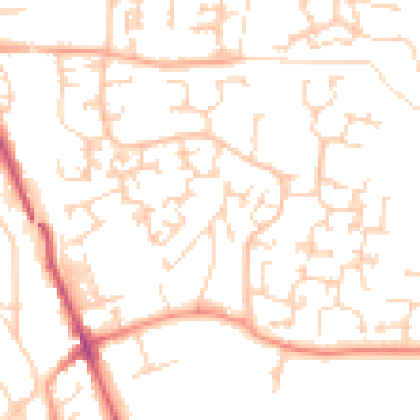 Daytime road noise heatmap for RH6 9UA