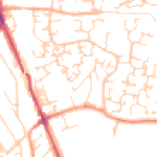 Daytime road noise heatmap for RH6 9UF