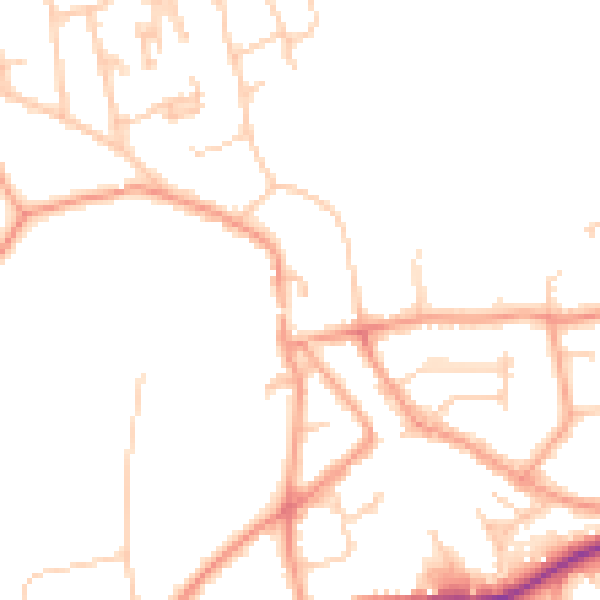Daytime road noise heatmap for RH8 0PE