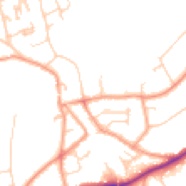 Daytime road noise heatmap for RH8 0UA