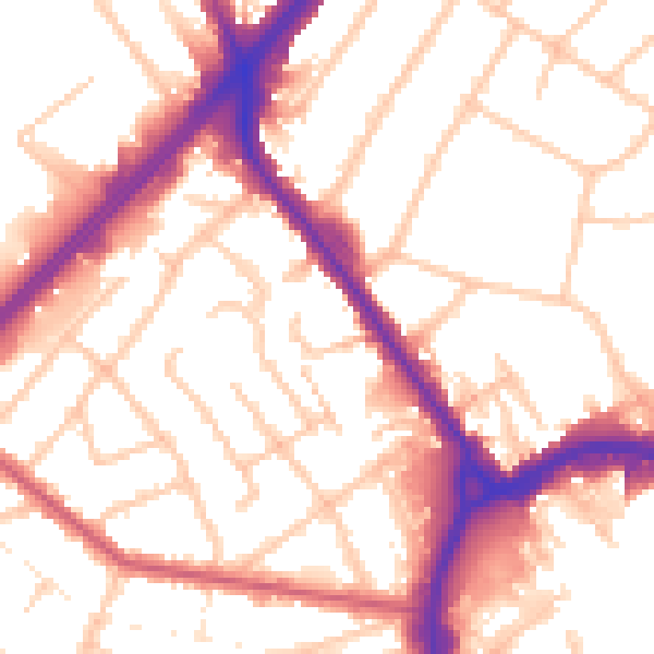 Daytime road noise heatmap for RM1 1EN