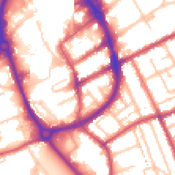 Daytime road noise heatmap for RM1 2BU