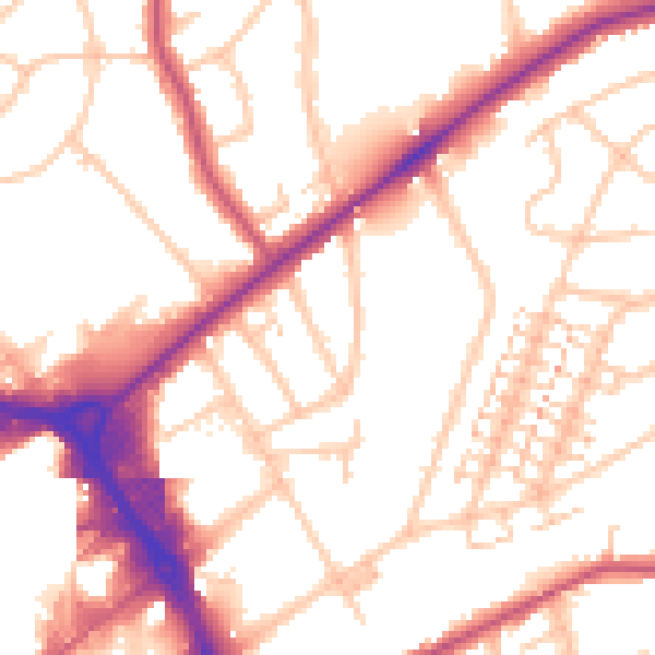 Daytime road noise heatmap for RM1 3DJ