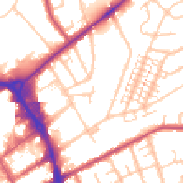 Daytime road noise heatmap for RM1 3QT