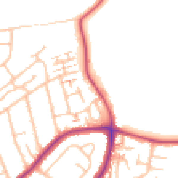 Daytime road noise heatmap for RM1 4HU