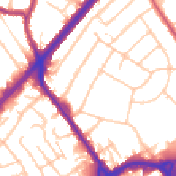 Daytime road noise heatmap for RM1 4LL