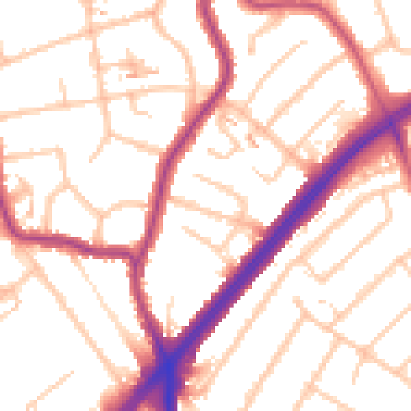 Daytime road noise heatmap for RM1 4RH