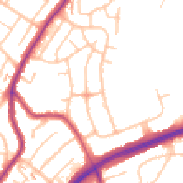 Daytime road noise heatmap for RM1 4UL