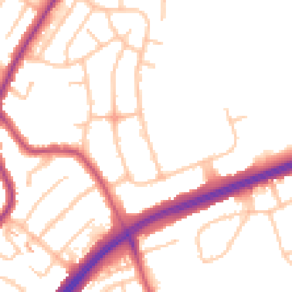 Daytime road noise heatmap for RM1 4XA
