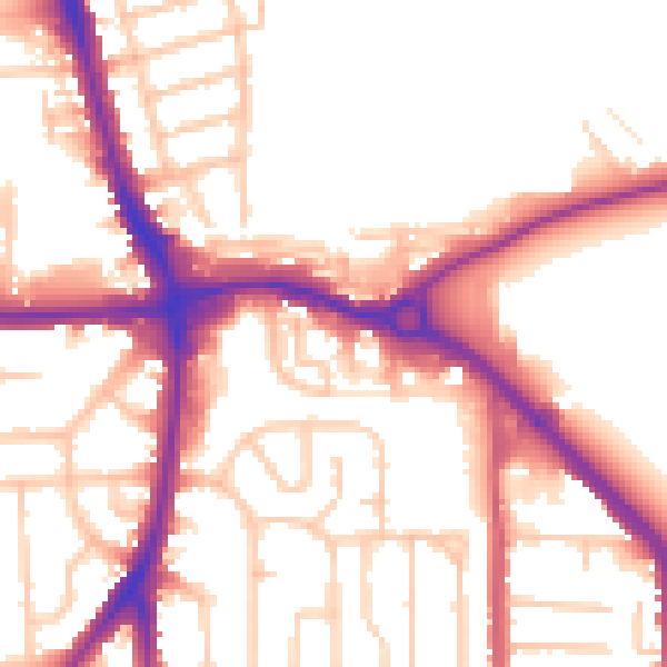 Daytime road noise heatmap for RM10 7AF