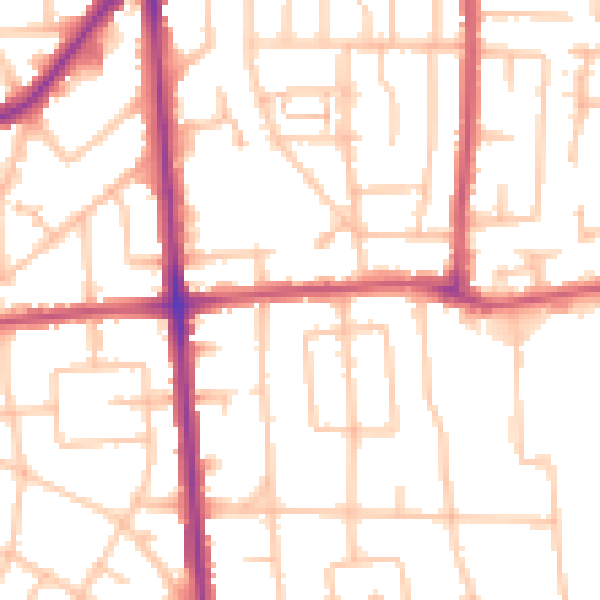 Daytime road noise heatmap for RM10 7AW