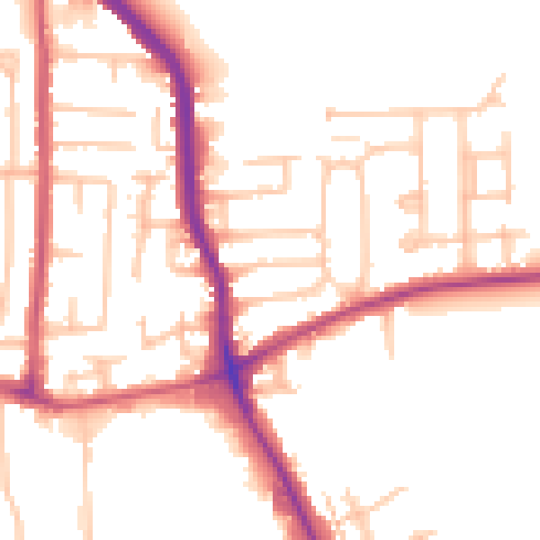 Daytime road noise heatmap for RM10 7DJ