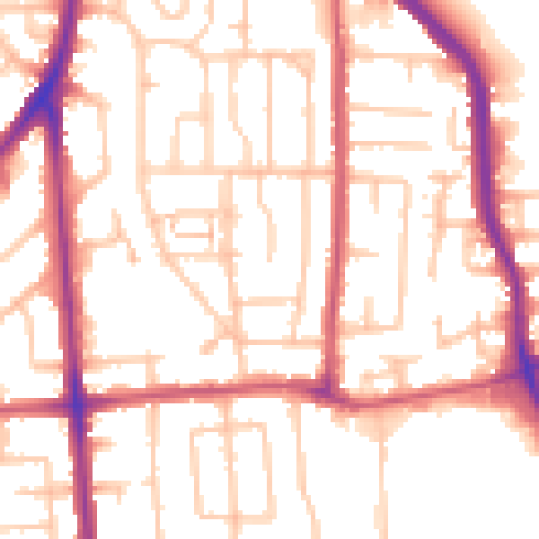 Daytime road noise heatmap for RM10 7PJ