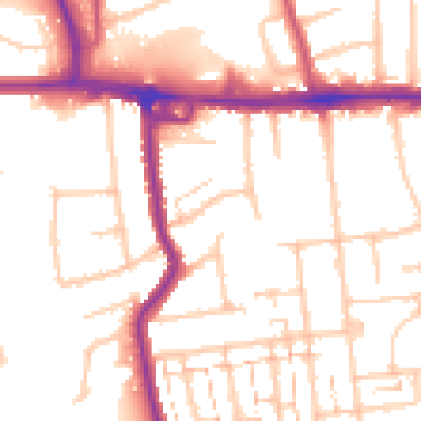 Daytime road noise heatmap for RM12 4BQ