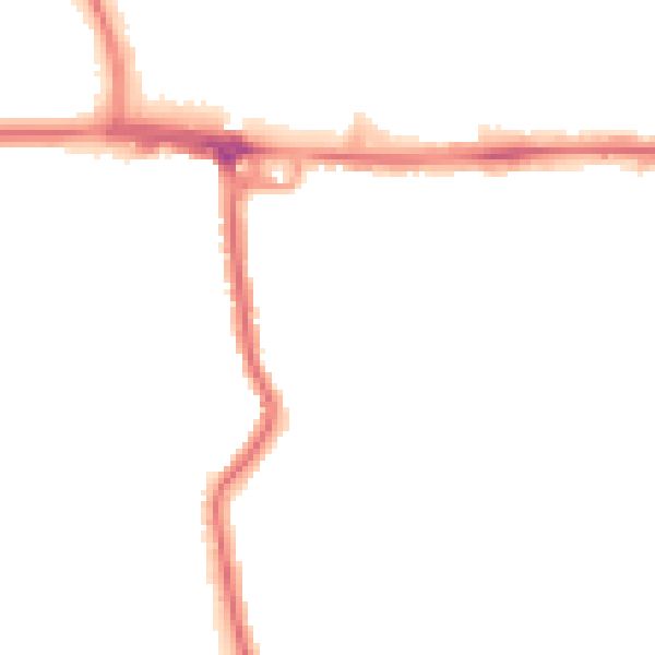 Night-time road noise heatmap for RM12 4BQ