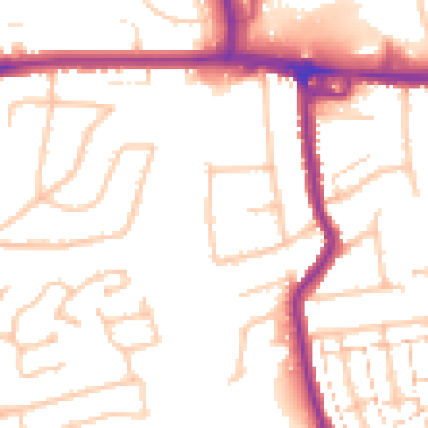 Daytime road noise heatmap for RM12 4DZ
