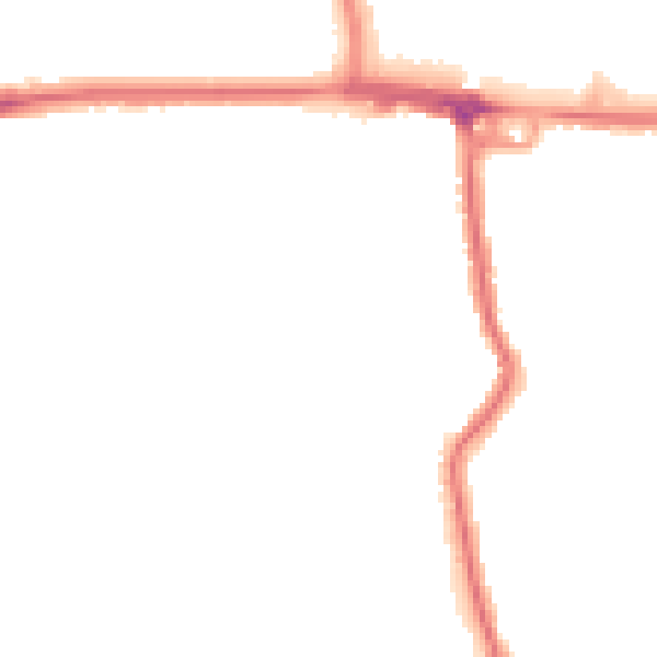 Night-time road noise heatmap for RM12 4DZ