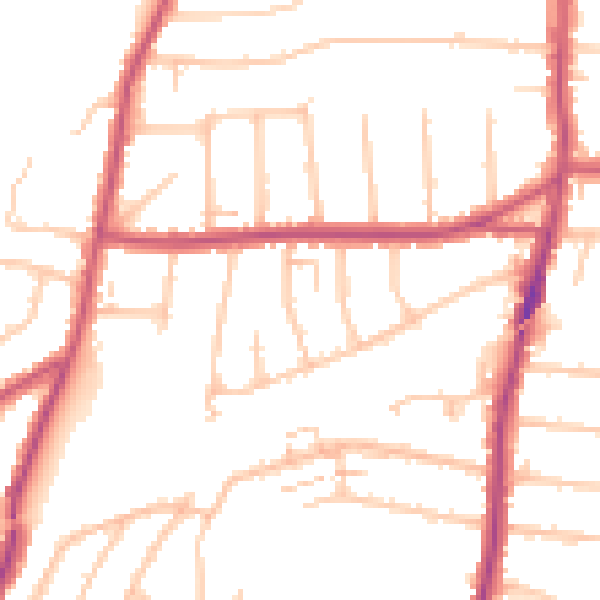 Daytime road noise heatmap for RM12 4NT