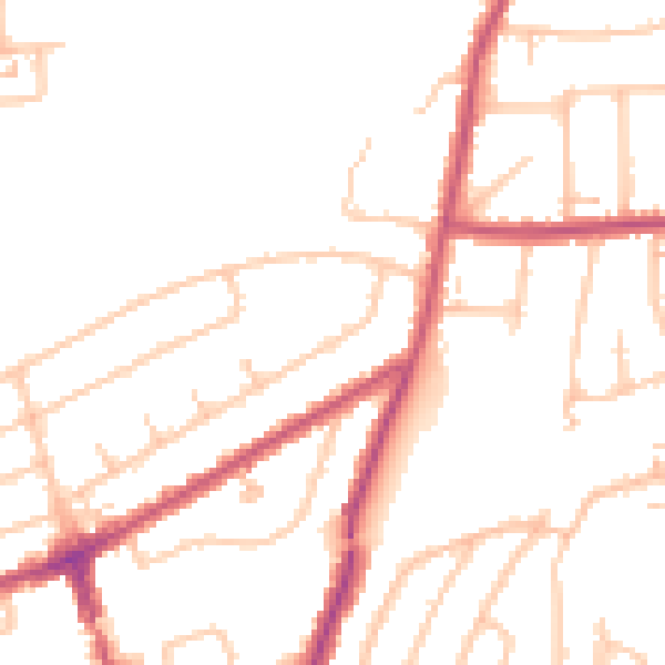 Daytime road noise heatmap for RM12 4QS