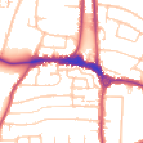 Daytime road noise heatmap for RM12 4TA