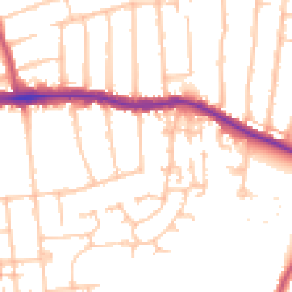 Daytime road noise heatmap for RM12 4TY