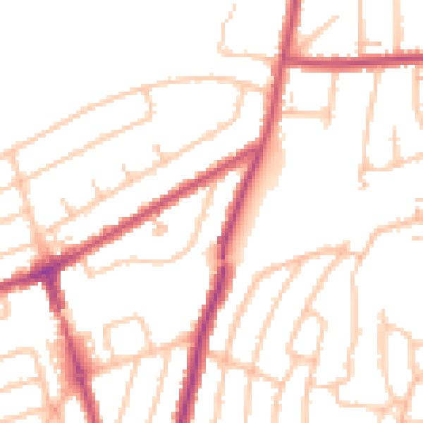 Daytime road noise heatmap for RM12 4YE
