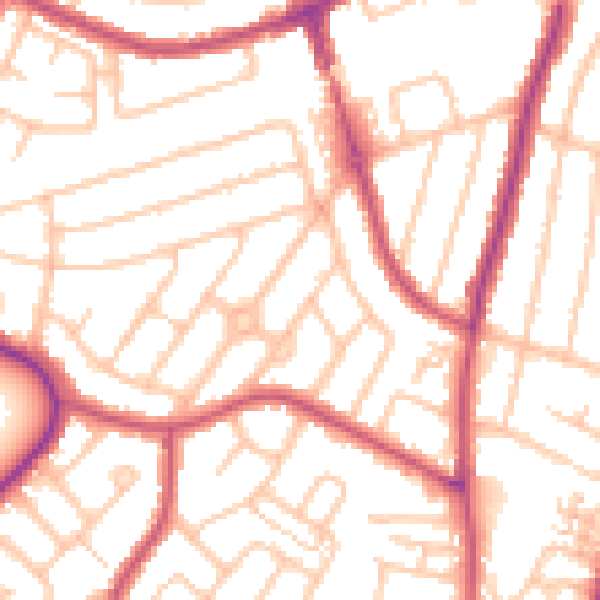 Daytime road noise heatmap for RM12 5HJ