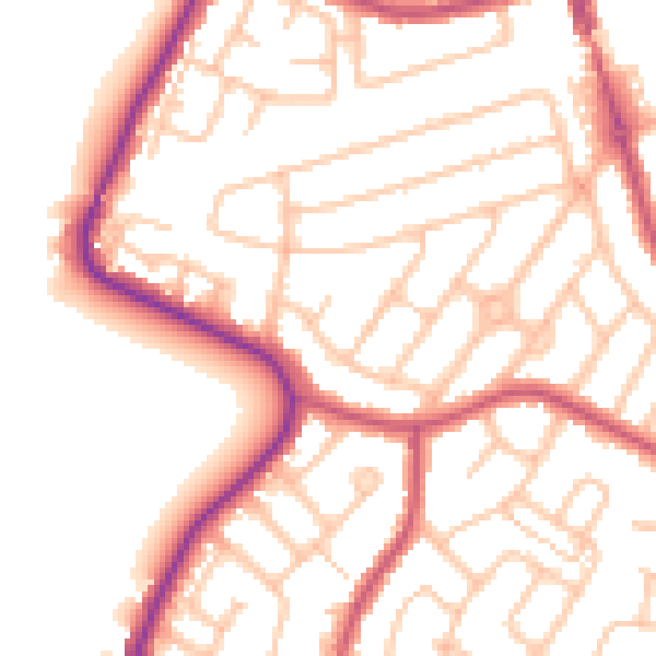 Daytime road noise heatmap for RM12 5JR