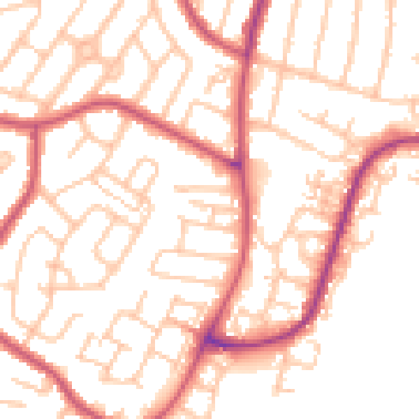 Daytime road noise heatmap for RM12 5NR