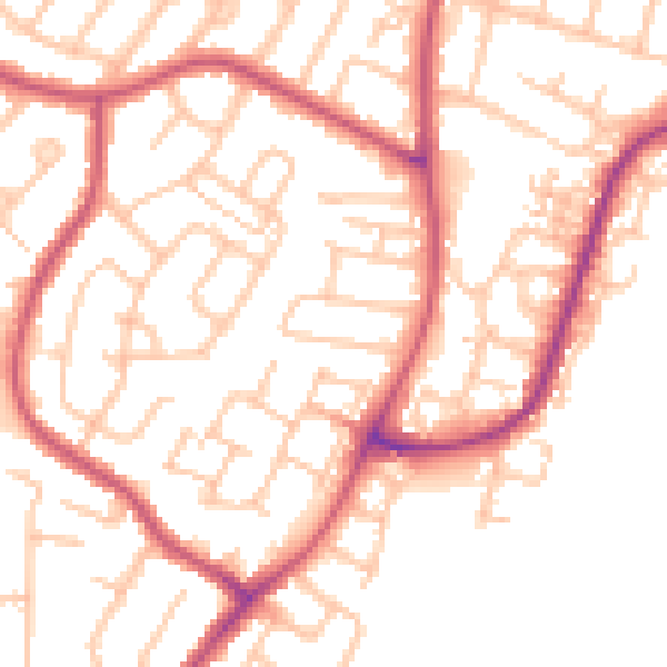 Daytime road noise heatmap for RM12 5NT