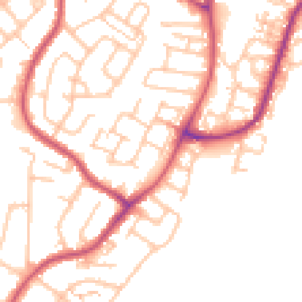 Daytime road noise heatmap for RM12 5QD