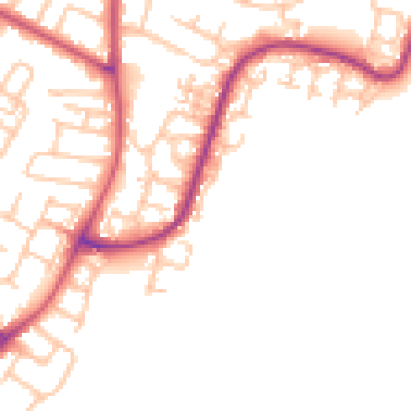 Daytime road noise heatmap for RM12 6NY