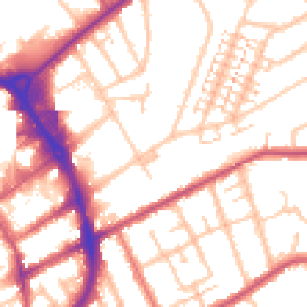 Daytime road noise heatmap for RM2 5AA