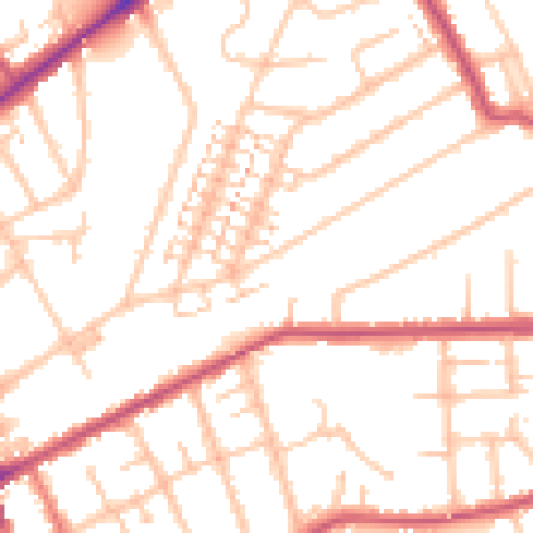 Daytime road noise heatmap for RM2 5BD