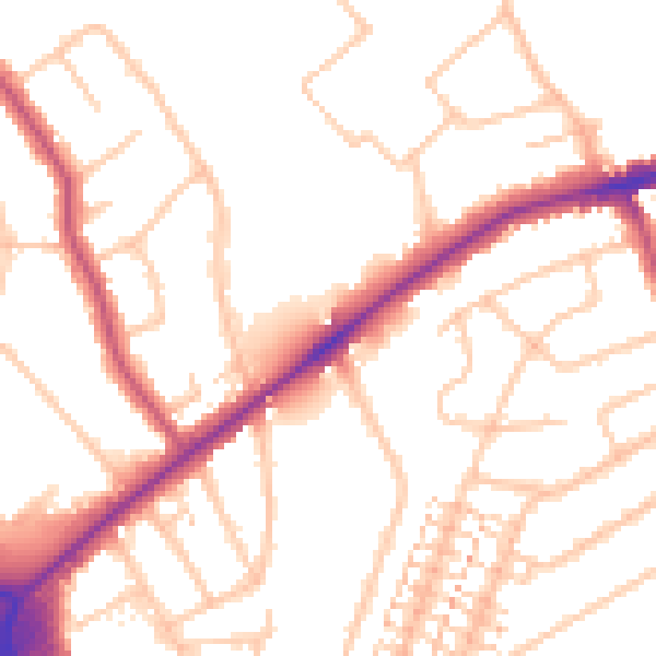 Daytime road noise heatmap for RM2 5EB