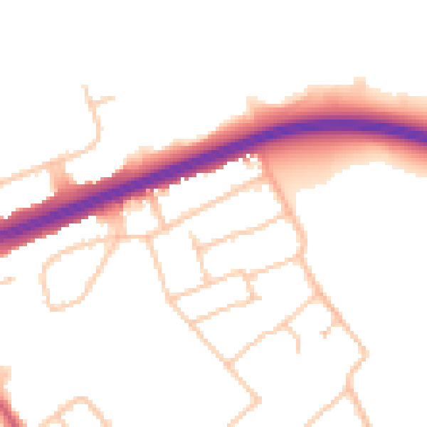 Daytime road noise heatmap for RM2 5QS