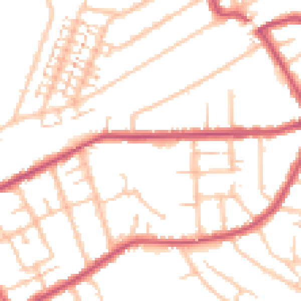 Daytime road noise heatmap for RM2 5UW