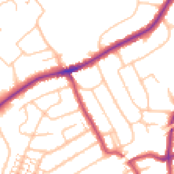 Daytime road noise heatmap for RM2 6AB