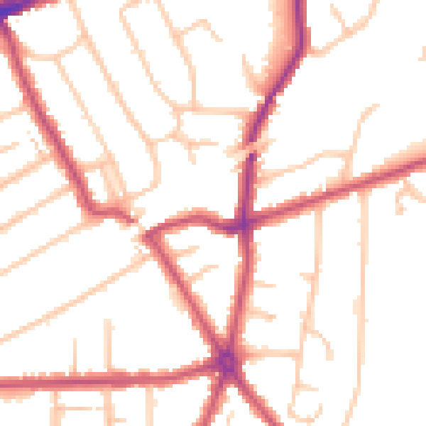 Daytime road noise heatmap for RM2 6BX