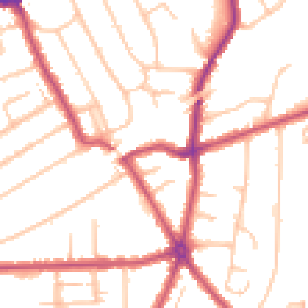 Daytime road noise heatmap for RM2 6DA