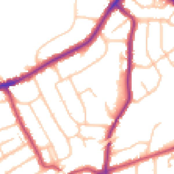 Daytime road noise heatmap for RM2 6HB