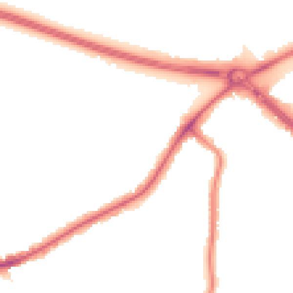 Night-time road noise heatmap for RM2 6NL