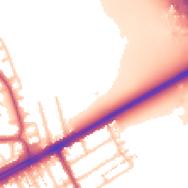 Daytime road noise heatmap for RM3 0AZ