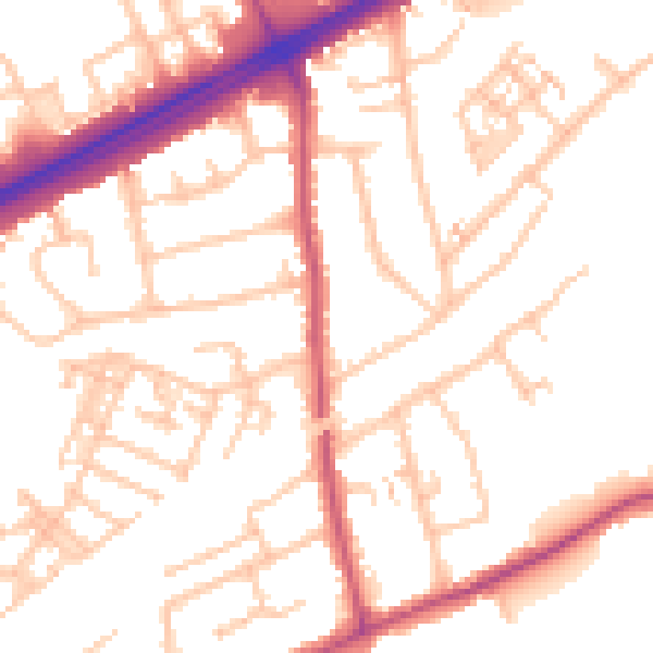 Daytime road noise heatmap for RM3 0BL